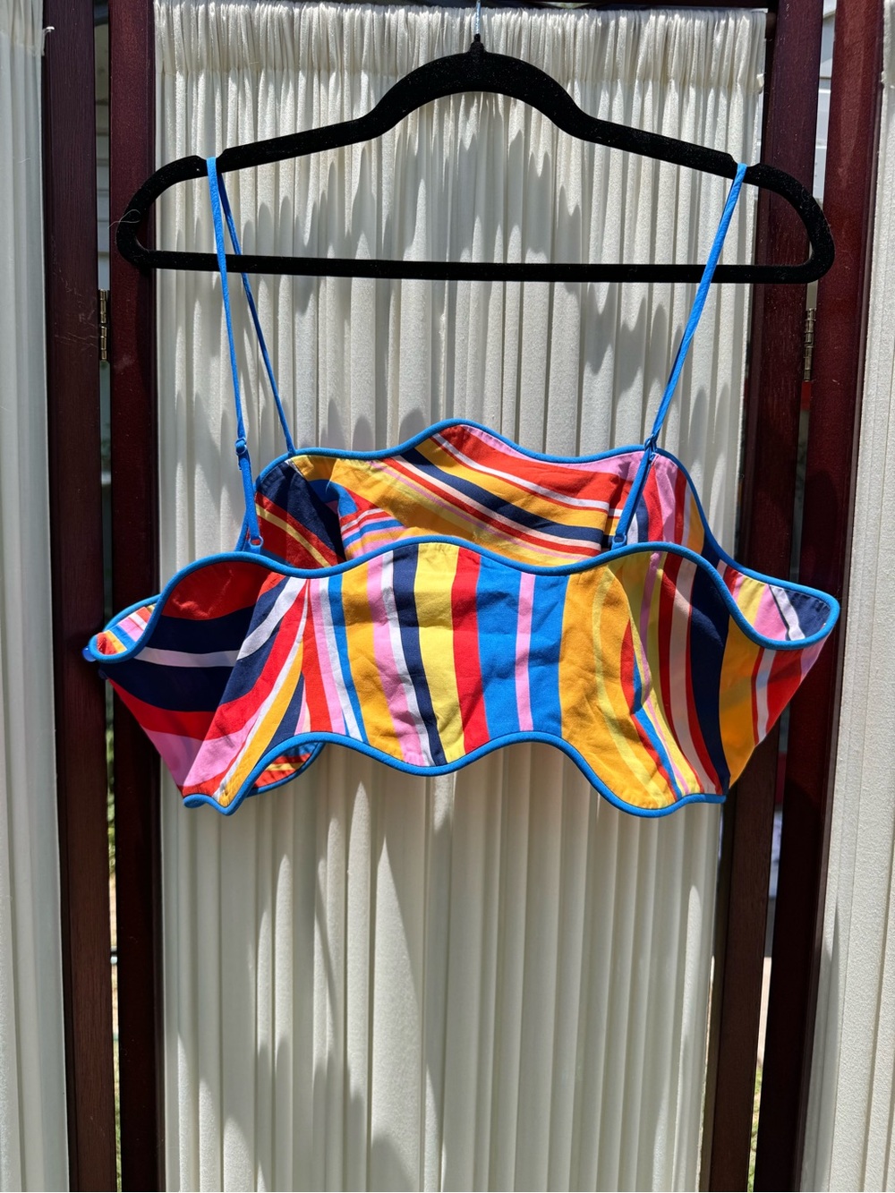 Farm Rio Multicolor Waves Scalloped Crop Top - Picture 4 of 8